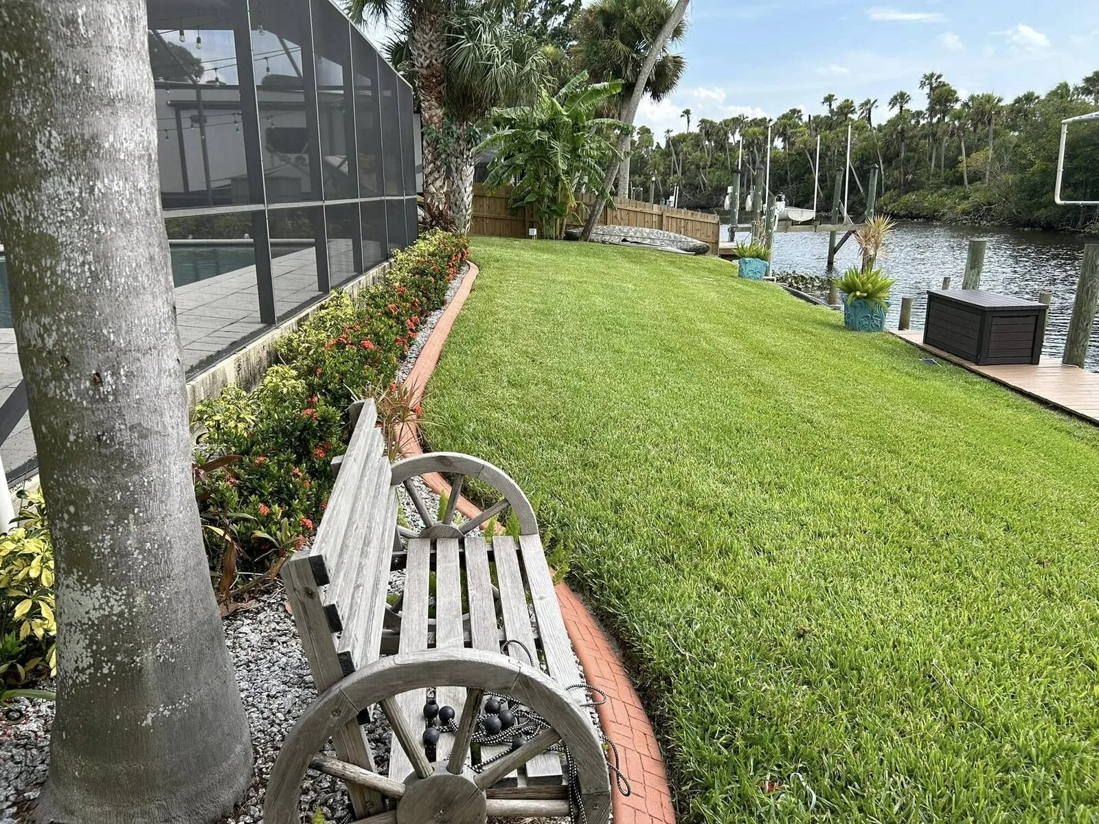Edged bed by the water